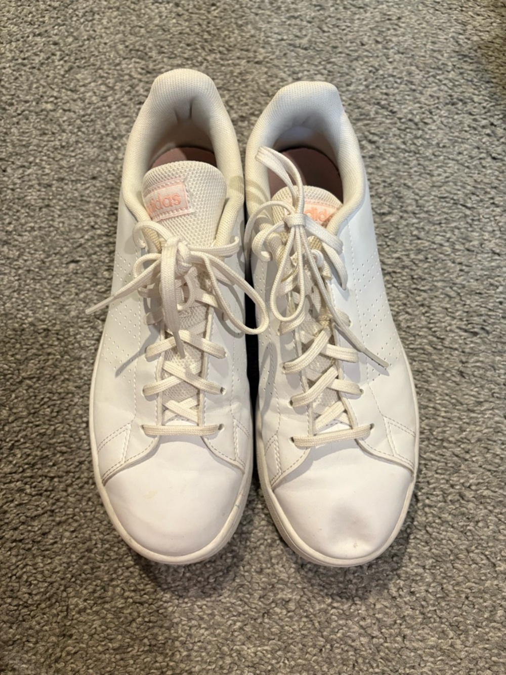 adidas White Sneakers with Soft Pink Logo Accents